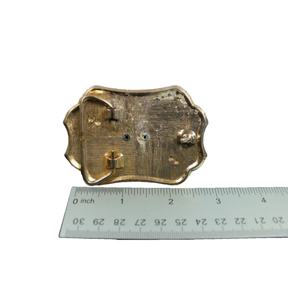Western Belt Buckle Gold Toned Metal Belt Buckle With Oval Cameo Horse Head